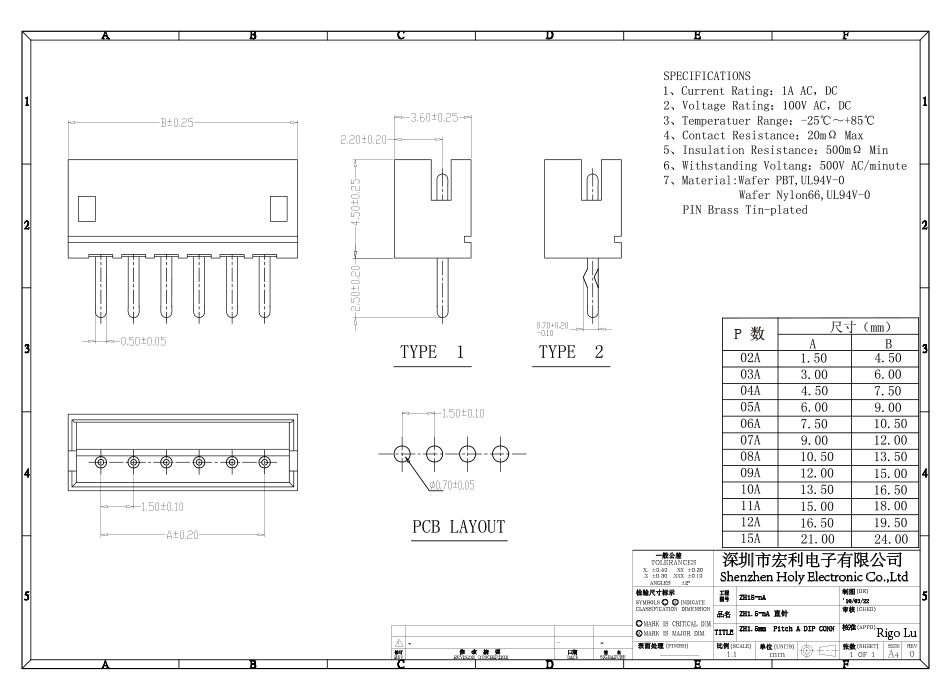 弯针 ZH1.5mm-6P 直插式弯针针座 条形连接器 间距1.5mm,青青草手机视频